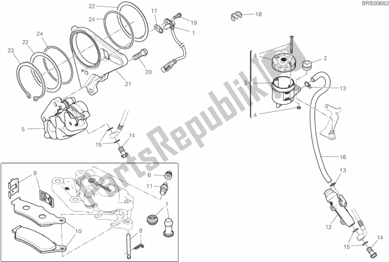 Todas as partes de Sistema De Freio Traseiro do Ducati Diavel 1260 Thailand 2020